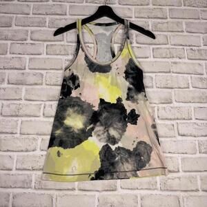 Lululemon Racerback Tie Dye Tank‎ Women's Size 6 Athleisure Yellow Black